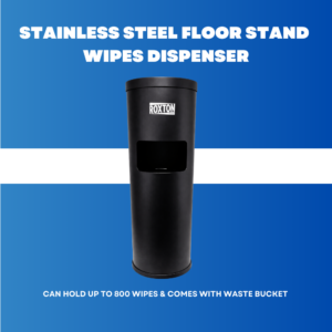 Matte Black Stainless Steel Floor Stand Disinfecting Wipes Dispenser - Image 6