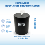 Black stainless steel wall‑mounted wipes dispenser with matte finish and front‑loading opening, suitable for offices or clinics.
